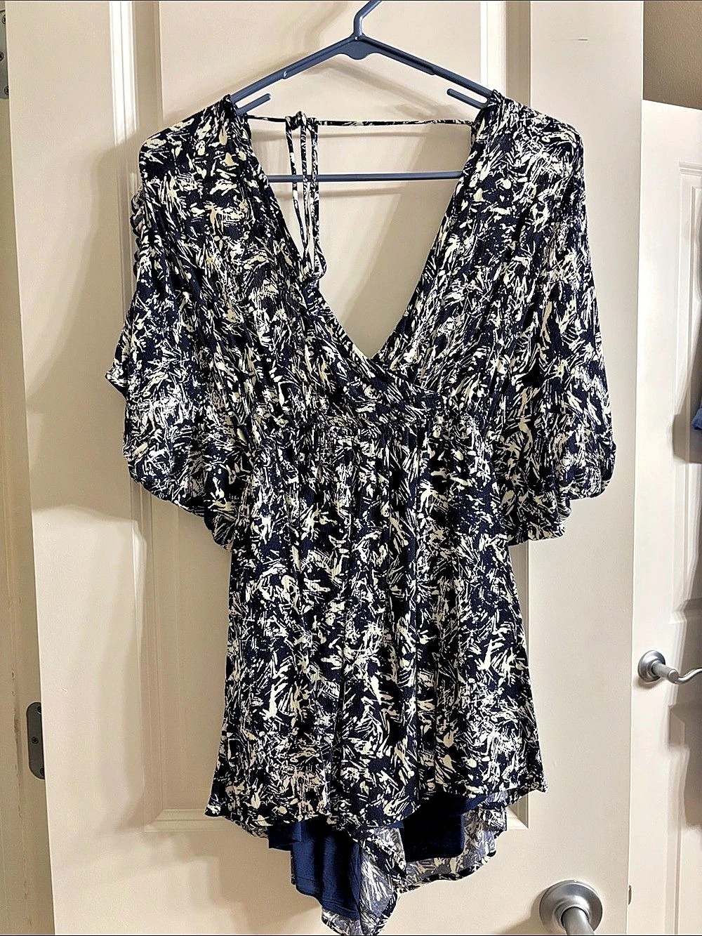 Abstract Romper/Mini Dress in Blue Size Small Like New